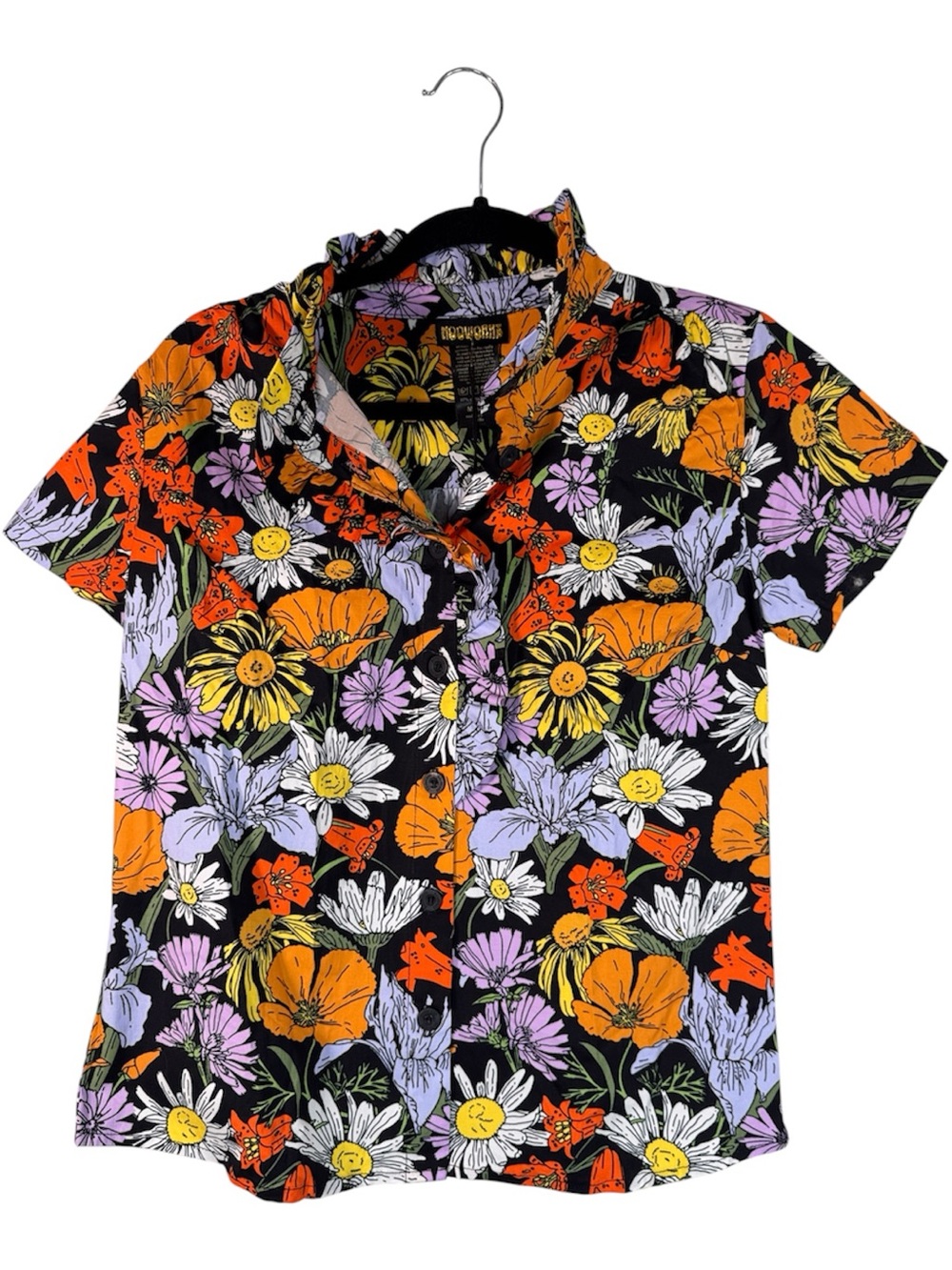 Nooworks Francesca Wildflower Button Down Shirt Womens M Casual Bold Colorful